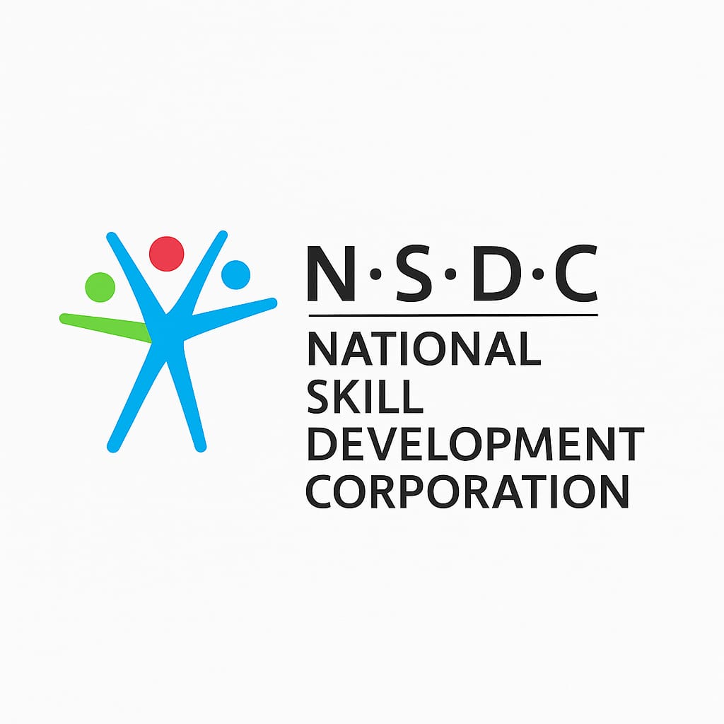 NSDC (National Skill Development Corporation) logo with stylized human figures and text.